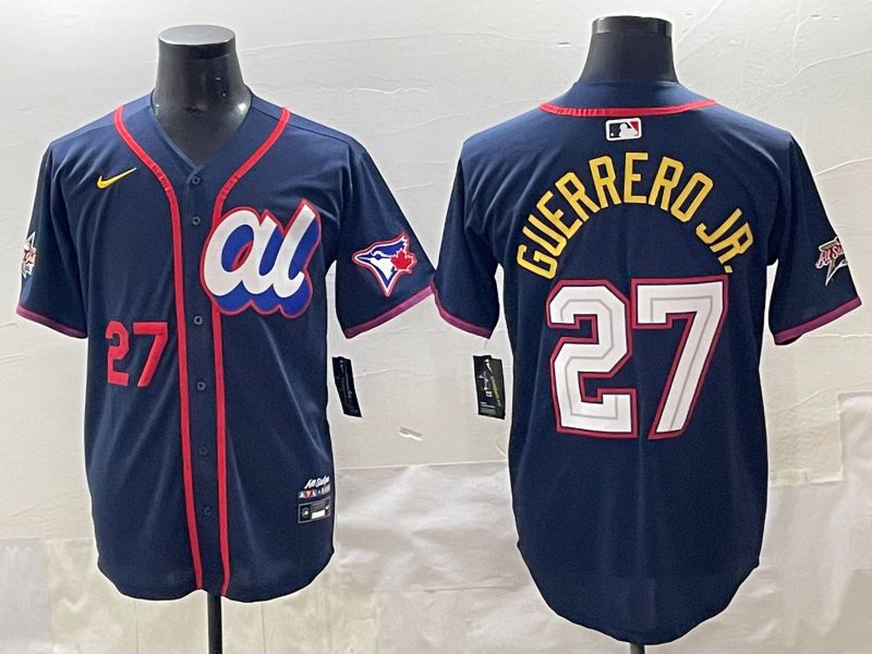 Men 2025 Toronto Blue Jays #27 Guerrero jr Blue All star Blank Blue Nike MLB Jersey style 3